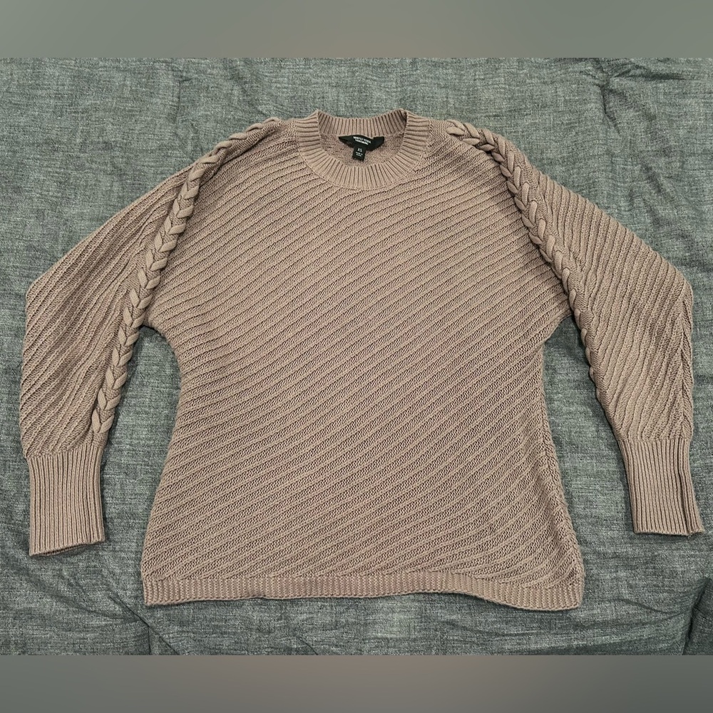 Simply Vera Vera Wang Braided Sleeve Sweater - Beige